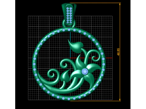 ROUND FLOWER GOLD PENDANT 3D Print Model