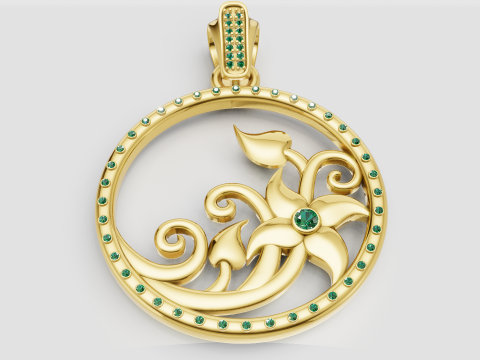 ROUND FLOWER GOLD PENDANT 3D Druckmodell