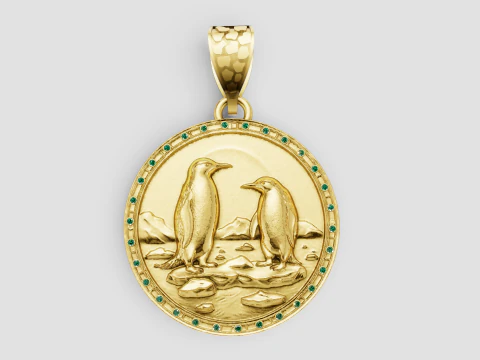 圆形鸟金吊坠 3D 打印模型