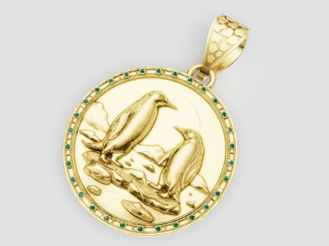 ROUND BIRD GOLD PENDANT 3D Print Model