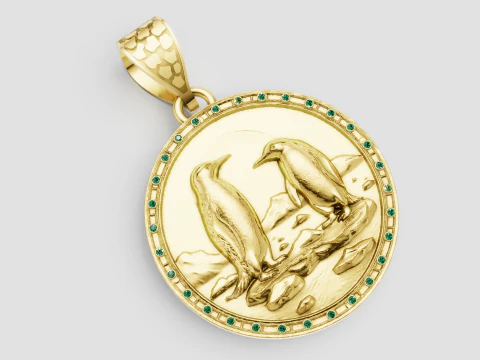 ROUND BIRD GOLD PENDANT 3D Print Model