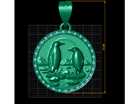 ROUND BIRD GOLD PENDANT 3D Print Model