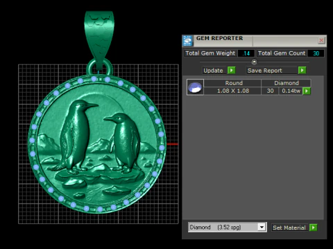 ROUND BIRD GOLD PENDANT 3D Print Model