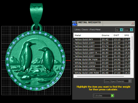 ROUND BIRD GOLD PENDANT 3D Print Model