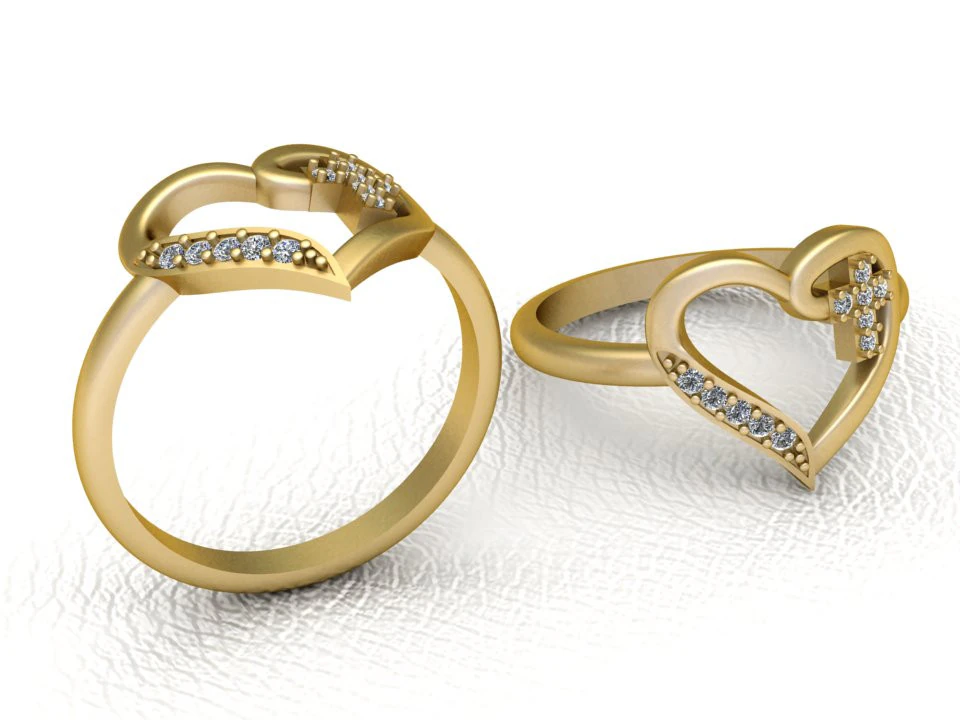 GOLD HEART RING 3D Print Model .c4d .max .obj .3ds .fbx .stl .blend 