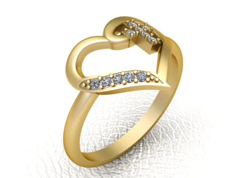 GOLD HEART RING 3D Print Model
