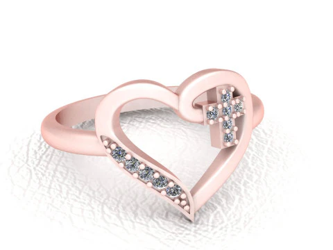 GOLD HEART RING 3D Print Model