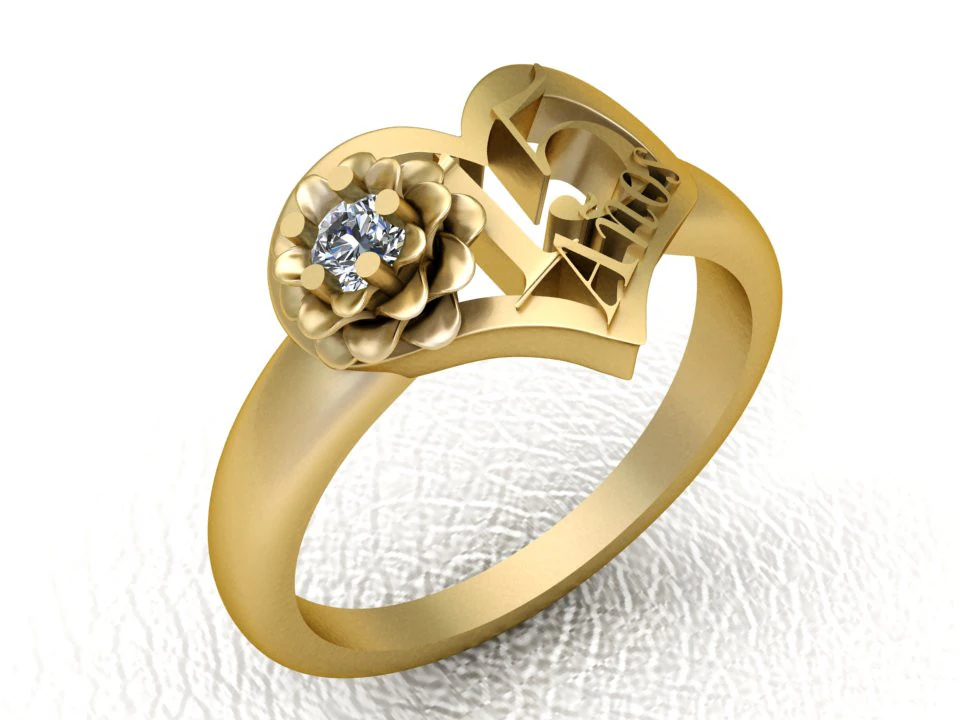 GOLD HEART RING 3D Print Model .c4d .max .obj .3ds .fbx .stl .blend 