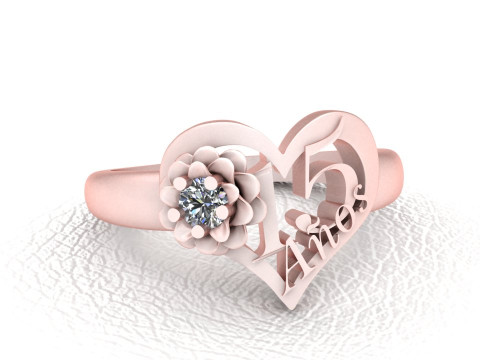 GOLD HEART RING 3Dプリントモデル