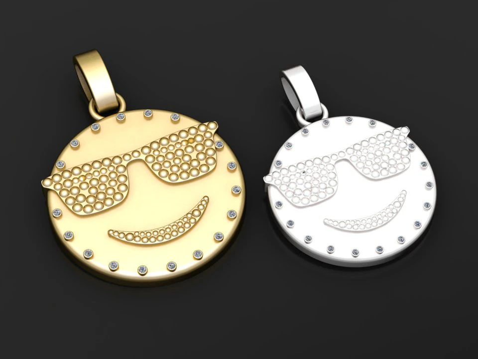 EMOJI GOLD PENDANT 3D Print Model .c4d .max .obj .3ds .fbx .stl .blend 