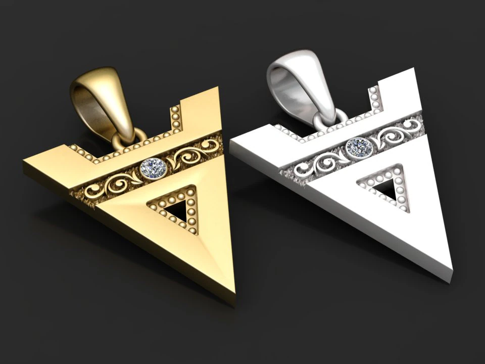 A GOLD PENDANT 3D Print Model .c4d .max .obj .3ds .fbx .stl .blend 