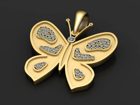 BUTTERFLY GOLD PENDANT 3D Print Model