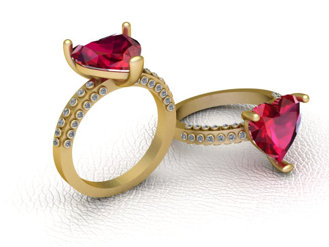 GOLD HEART RING Modello di stampa 3D