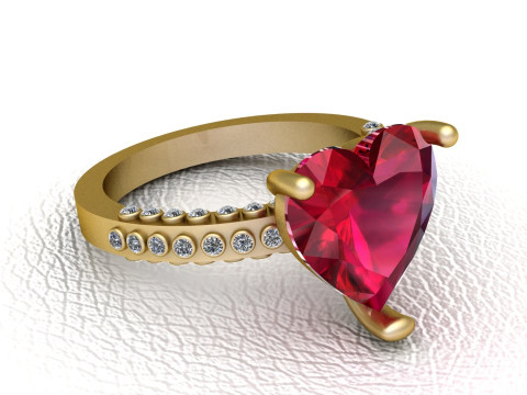 GOLD HEART RING Modello di stampa 3D