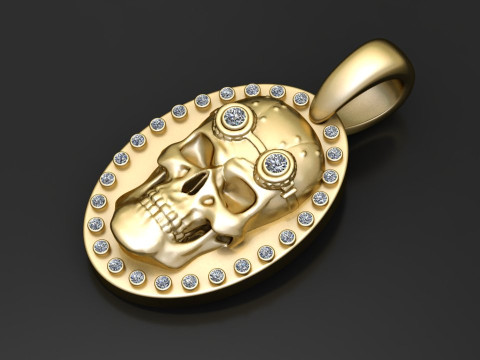 ROUND SKULL FACES PENDANT Model Cetak 3D