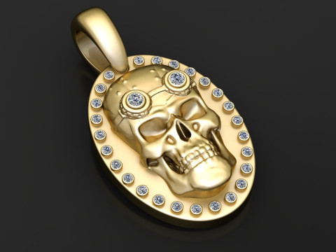 ROUND SKULL FACES PENDANT Model Cetak 3D
