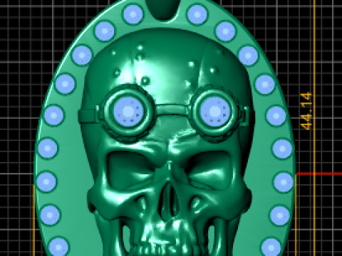 ROUND SKULL FACES PENDANT Model Cetak 3D