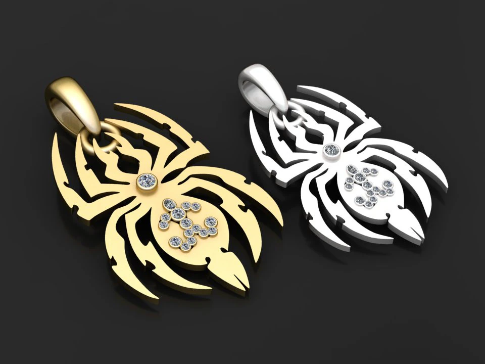SPIDER GOLD PENDANT 3D Print Model .c4d .max .obj .3ds .fbx .stl .blend