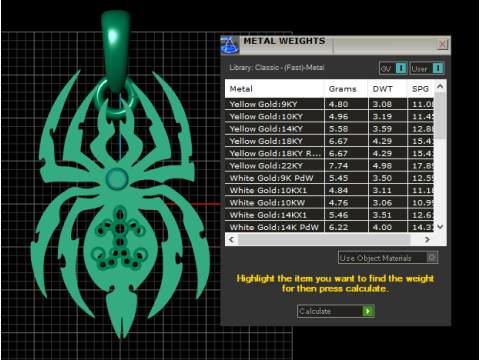 SPIDER GOLD PENDANT Model Cetak 3D