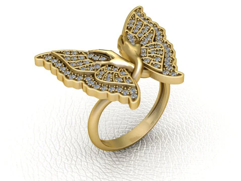 BAGUE PAPILLON EN OR Modèles 3D en vedette