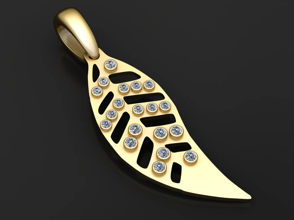 Leaves Diamond Pendant 3D Printable Model 3D Print Model .c4d .max .obj .3ds .fbx .stl .blend