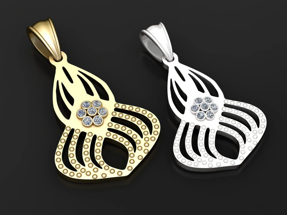 3D GOLD DIAMOUND PENDANT 3D Print Model .c4d .max .obj .3ds .fbx .stl .blend