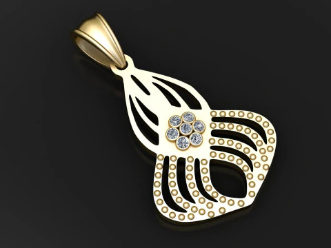 3D GOLD DIAMOUND PENDANT 3D Print Model