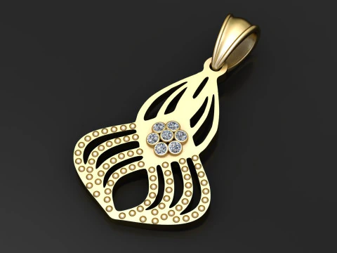 3D GOLD DIAMOUND PENDANT 3D Print Model