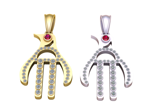 Men Gold Pendant Modèles 3D en vedette