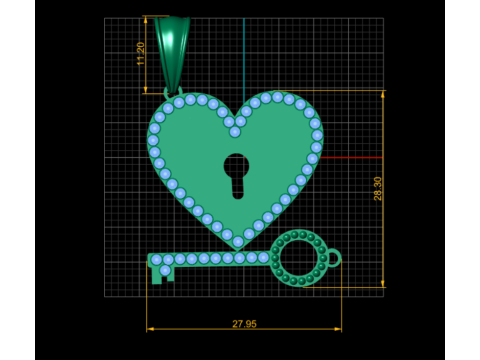 Heart Keys Pendant 3D Print Model