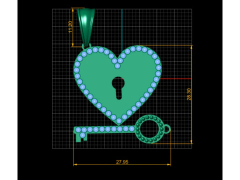 Heart Keys Pendant 3D Print Model