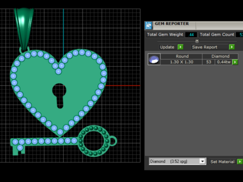 Heart Keys Pendant 3D Print Model
