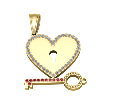 Heart Keys Pendant 3D Print Model