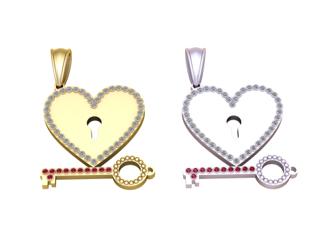 Heart Keys Pendant Modèles 3D en vedette