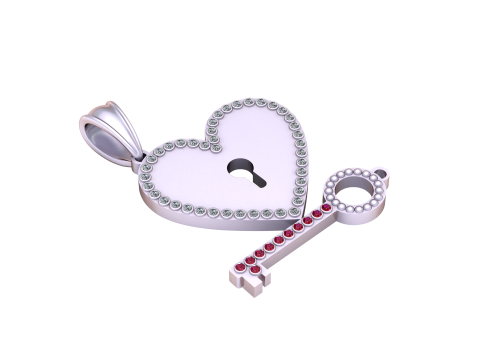 Heart Keys Pendant 3D Print Model