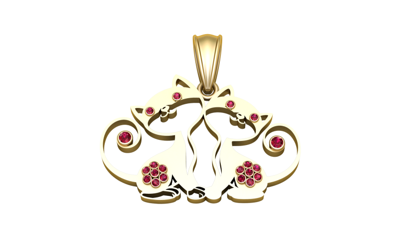 Cat Gold Pendant 3D Print Model .c4d .max .obj .3ds .fbx .stl .blend 