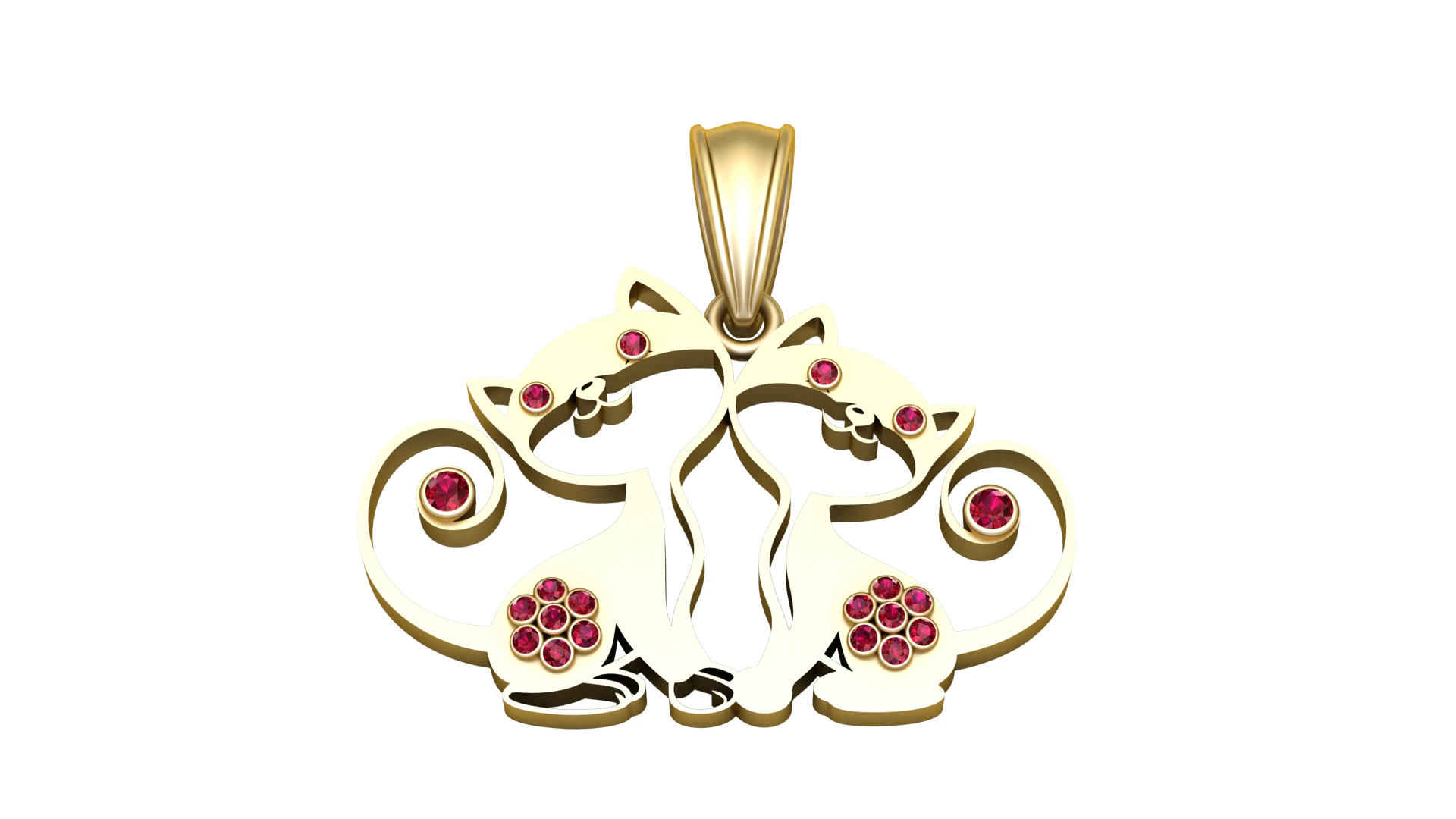 Cat Gold Pendant 3D Print Model .c4d .max .obj .3ds .fbx .stl .blend