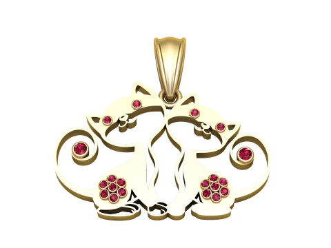 Liontin Emas Kucing Model Cetak 3D