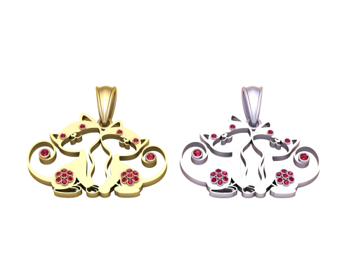 Cat Gold Pendant 3D Print Model