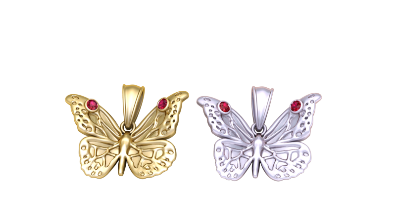 Butterfly Pendant 3Dプリントモデル .c4d .max .obj .3ds .fbx .stl .blend 