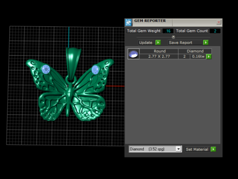 Butterfly Pendant 3Dプリントモデル