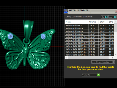 Butterfly Pendant 3Dプリントモデル