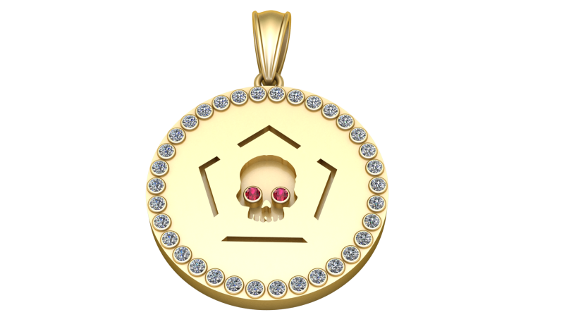 3D GOLD ROUND SKULL FACES PENDANT 3D Print Model .c4d .max .obj .3ds .fbx .stl .blend 