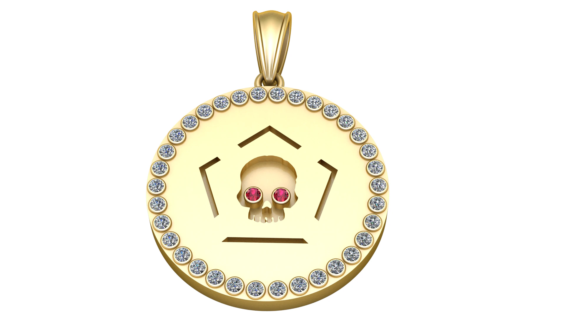 3D GOLD ROUND SKULL FACES PENDANT 3D Print Model .c4d .max .obj .3ds .fbx .stl .blend 