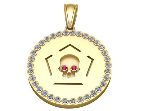 3D GOLD ROUND SKULL FACES PENDANT 3D Print Model