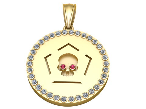 3D ALTIN ​​YUVARLAK KAFATASI Y&Uuml;ZLERİ KOLYE 3D Baskı Modeli