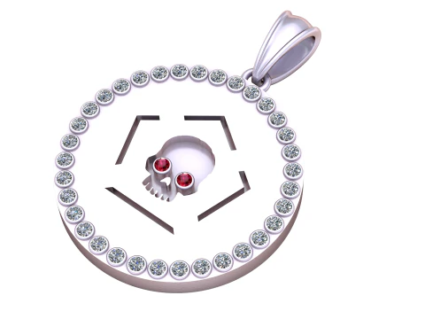 3D GOLD ROUND SKULL FACES PENDANT 3D Print Model