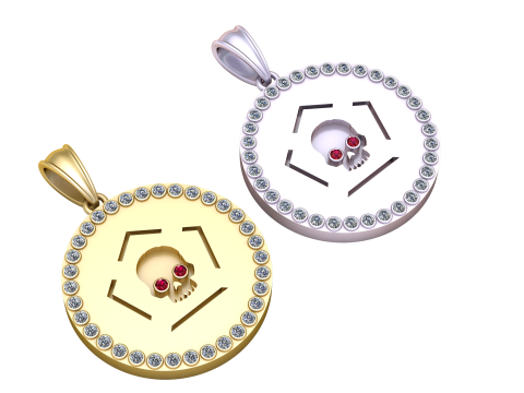 3D GOLD ROUND SKULL FACES PENDANT 3D Print Model