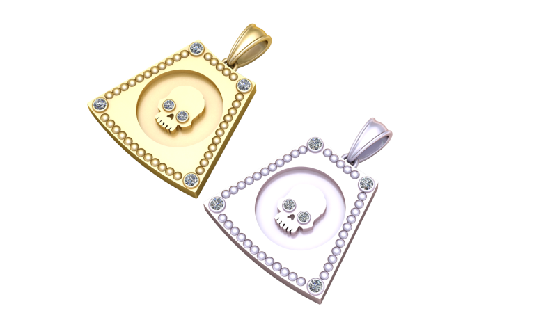 Gold Skull Faces Pendant 3D Printable Model Model Cetak 3D .c4d .max .obj .3ds .fbx .stl .blend