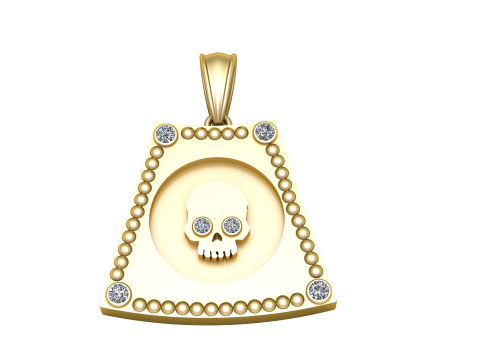Gold Skull Faces Pendant 3D Printable Model Model Cetak 3D